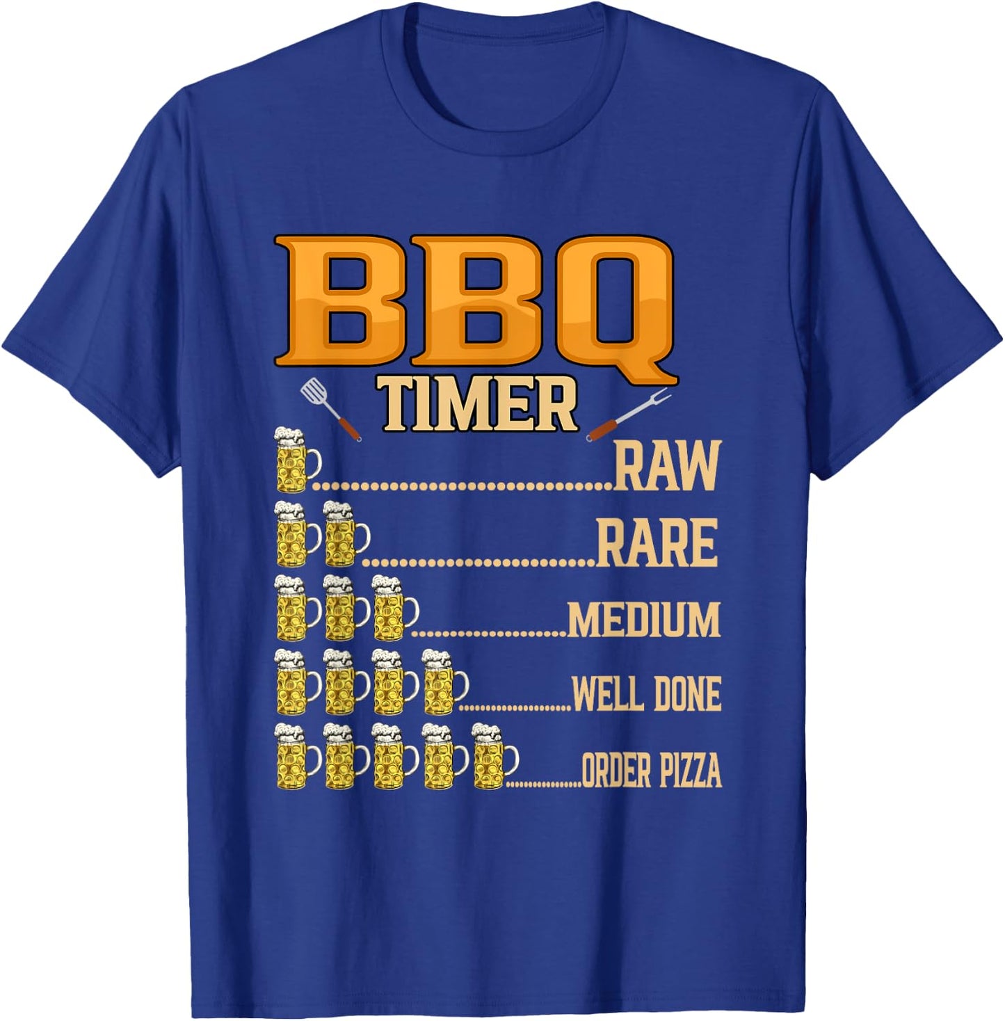 BBQ Timer Raw Rare Medium Well Done Grill Lovers T-Shirt - T-Shirt | Royal