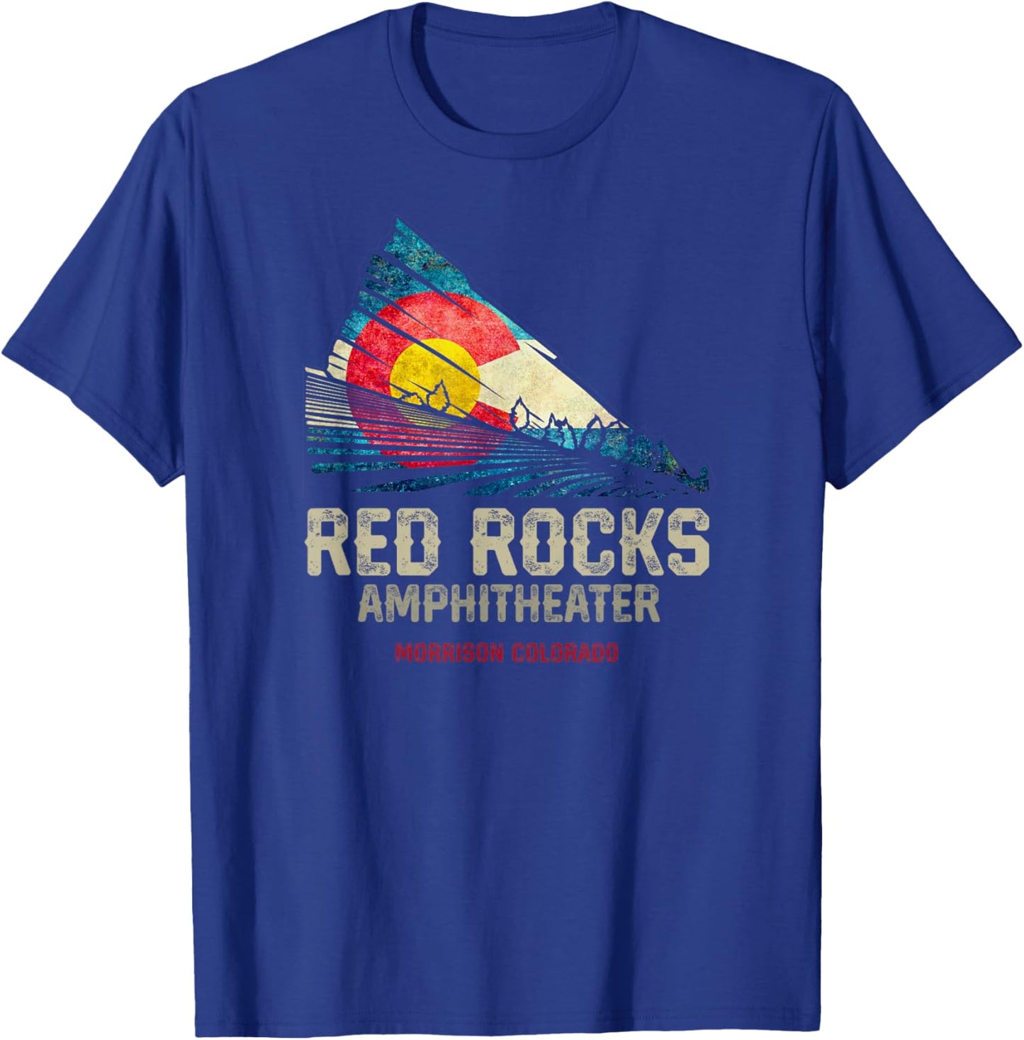 Red Rocks Amphitheater - Colorado C - State Flag T-Shirt - T-Shirt | Royal