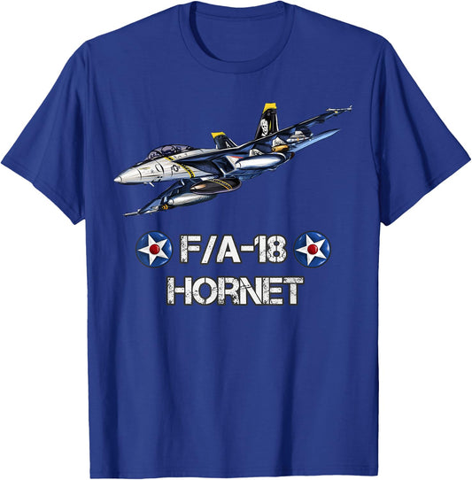 F-18 Hornet Fighter Jet Aviation Pilot Gift T-Shirt - T-Shirt | Royal