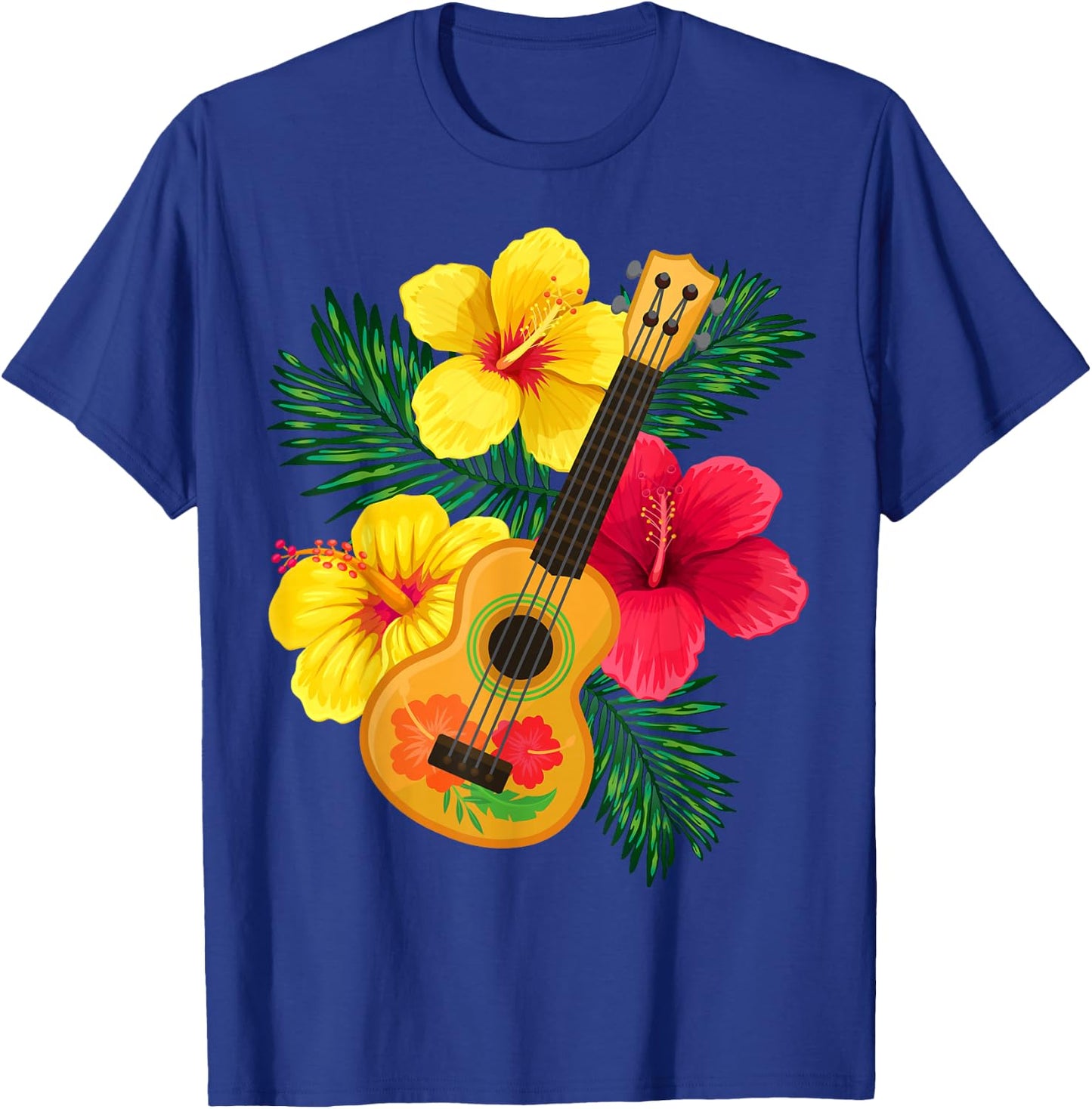 Hawaiian Ukulele Retro Uke Hibiscus T-Shirt - T-Shirt | Royal