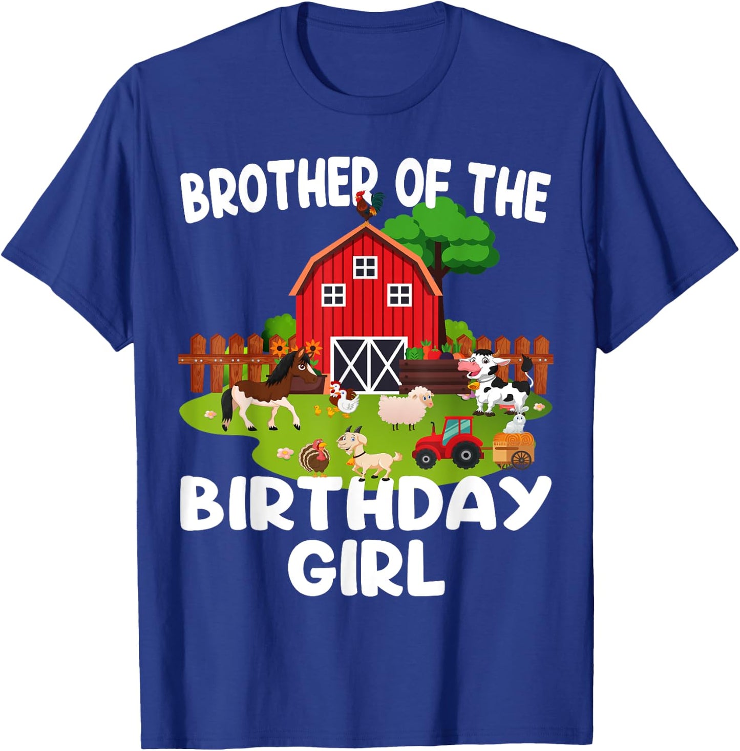 Barnyard Birthday Farm Animals Brother Birthday Girl T-Shirt - T-Shirt | Royal