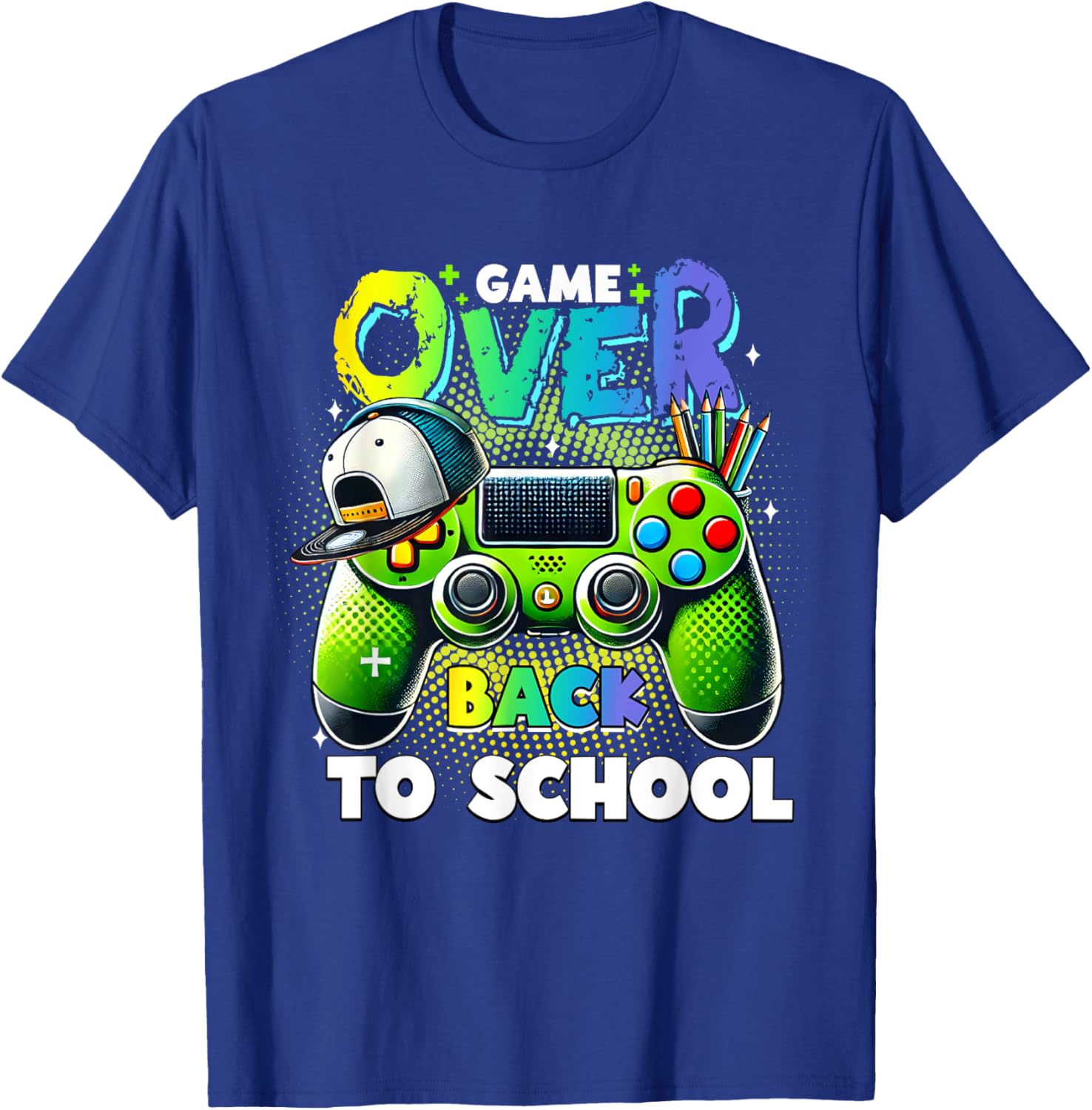 Back To School For Boys, Men Game Over Back To School Funny T-Shirt - T-Shirt | Royal