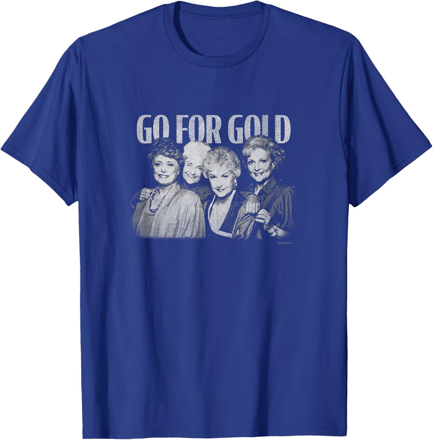 The Golden Girls Go For Gold Vintage Group Shot Chest Logo T-Shirt - T-Shirt | Royal