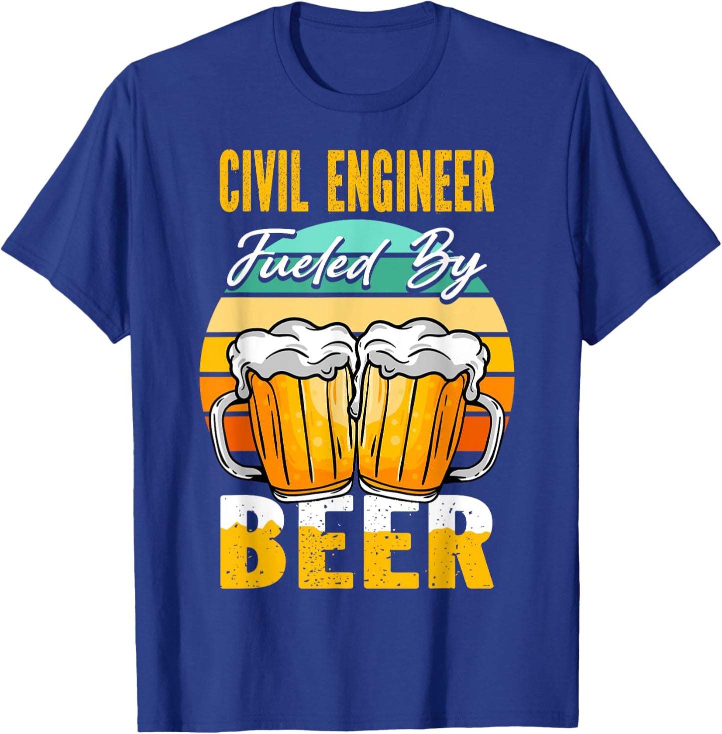 Civil Engineer Fueled By Beer - Funny Beer Lover T-Shirt - T-Shirt | Royal