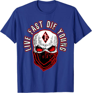Live fast die young motorcycle biker mc 1% bc motorcyclists T-Shirt - T-Shirt | Royal