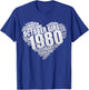 Legendary October Girl 1980 Awesome & Fabulous Heart 45th T-Shirt - T-Shirt | Royal
