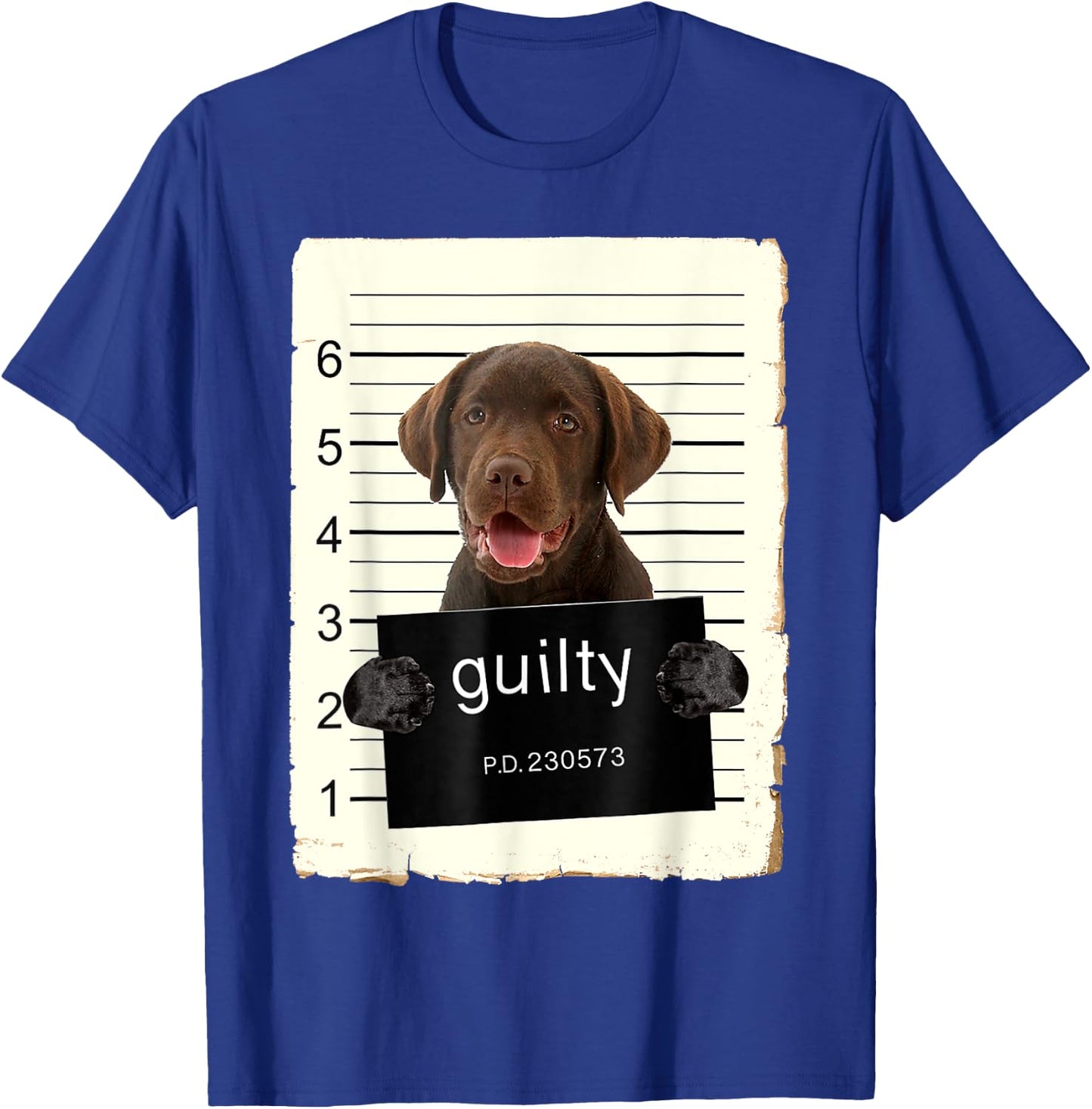 Chocolate lab Labrador Dog Mug Shot Bad Dog With Guilty T-Shirt - T-Shirt | Royal