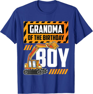 vehicle construction excavator Grandma of the Birthday Boy T-Shirt - T-Shirt | Royal