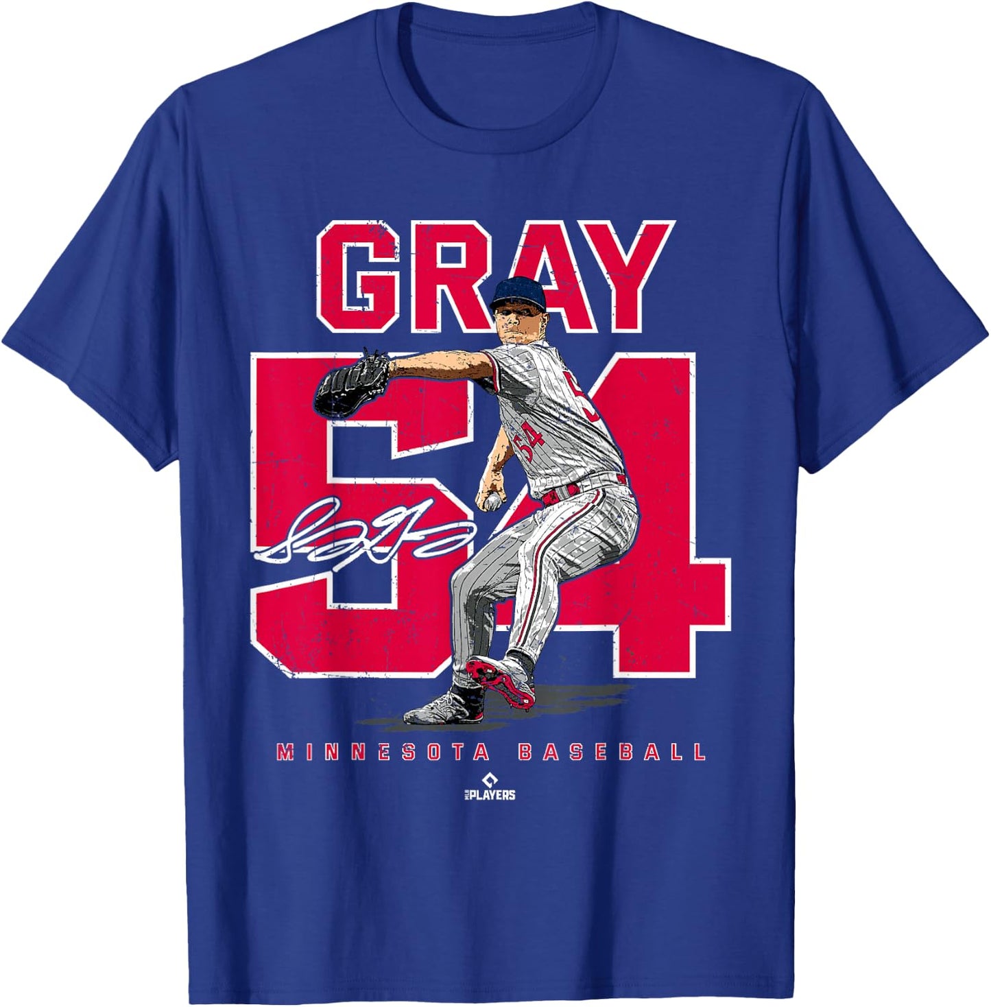 Number and Portrait Sonny Gray Minnesota MLBPA T-Shirt - T-Shirt | Royal