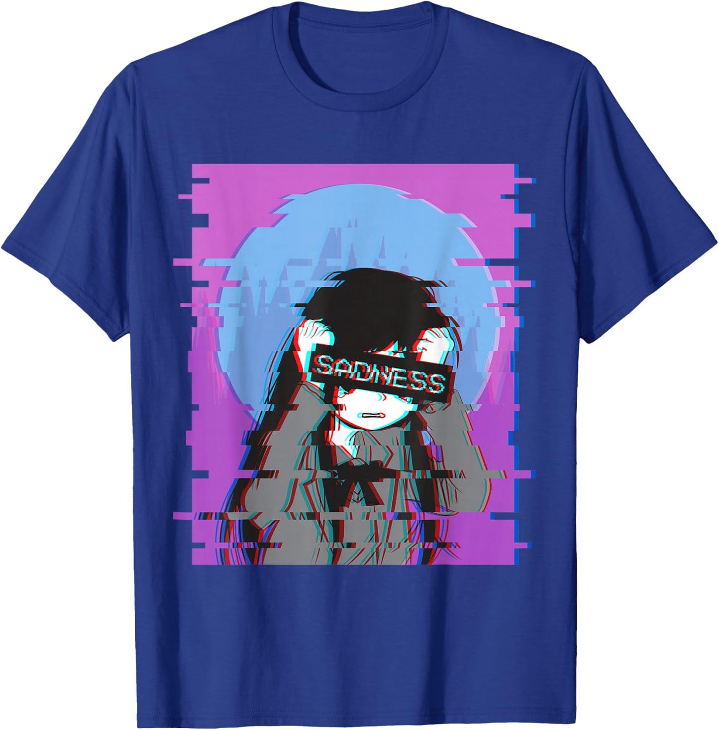 Sad Anime Girl - Japanese Aesthetic Vaporwave Anime Otaku T-Shirt - T-Shirt | Royal