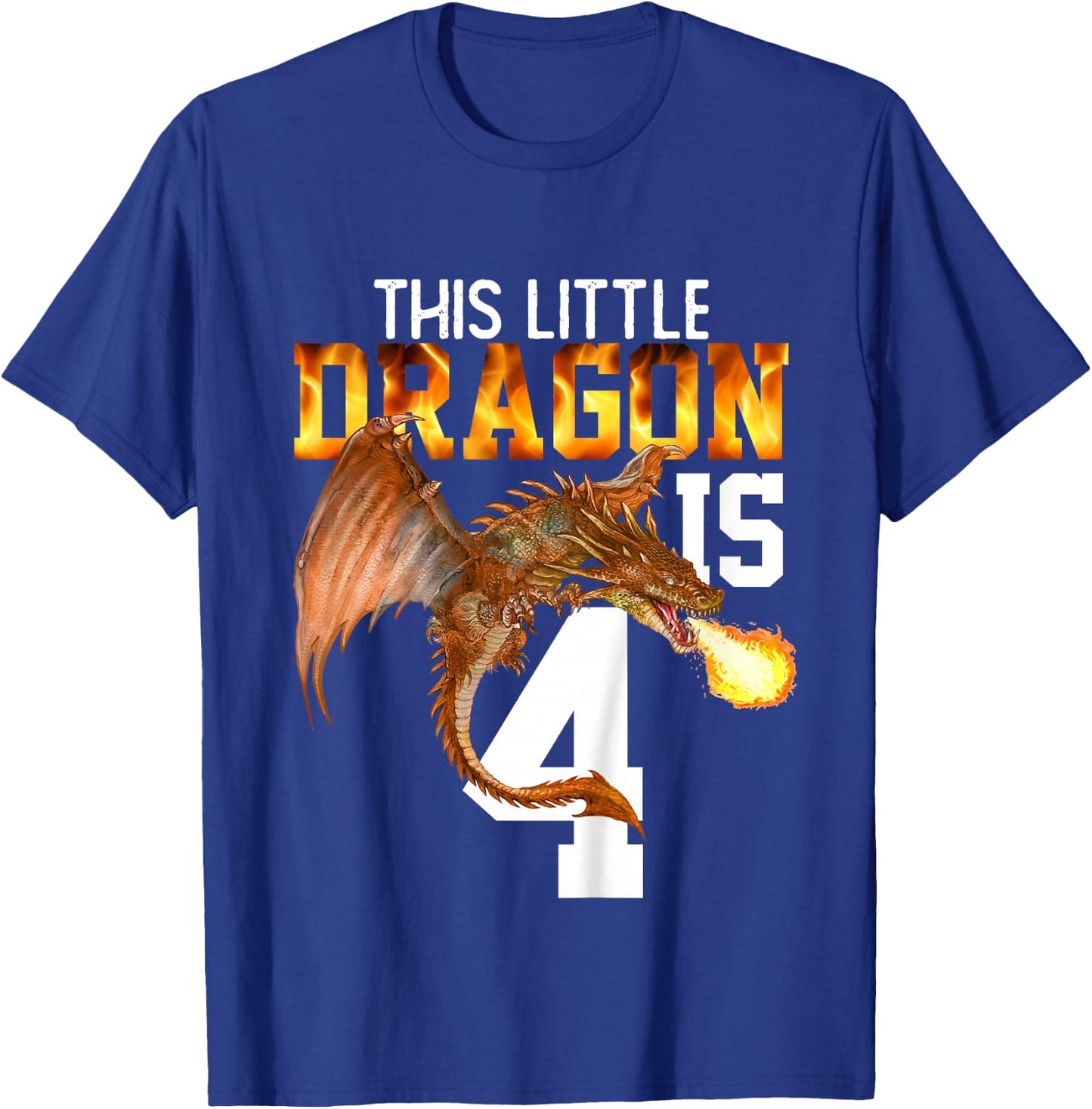 Turning 4 Year Old Birthday Gift Boy Dragon 4th Bday Girl T-Shirt - T-Shirt | Royal