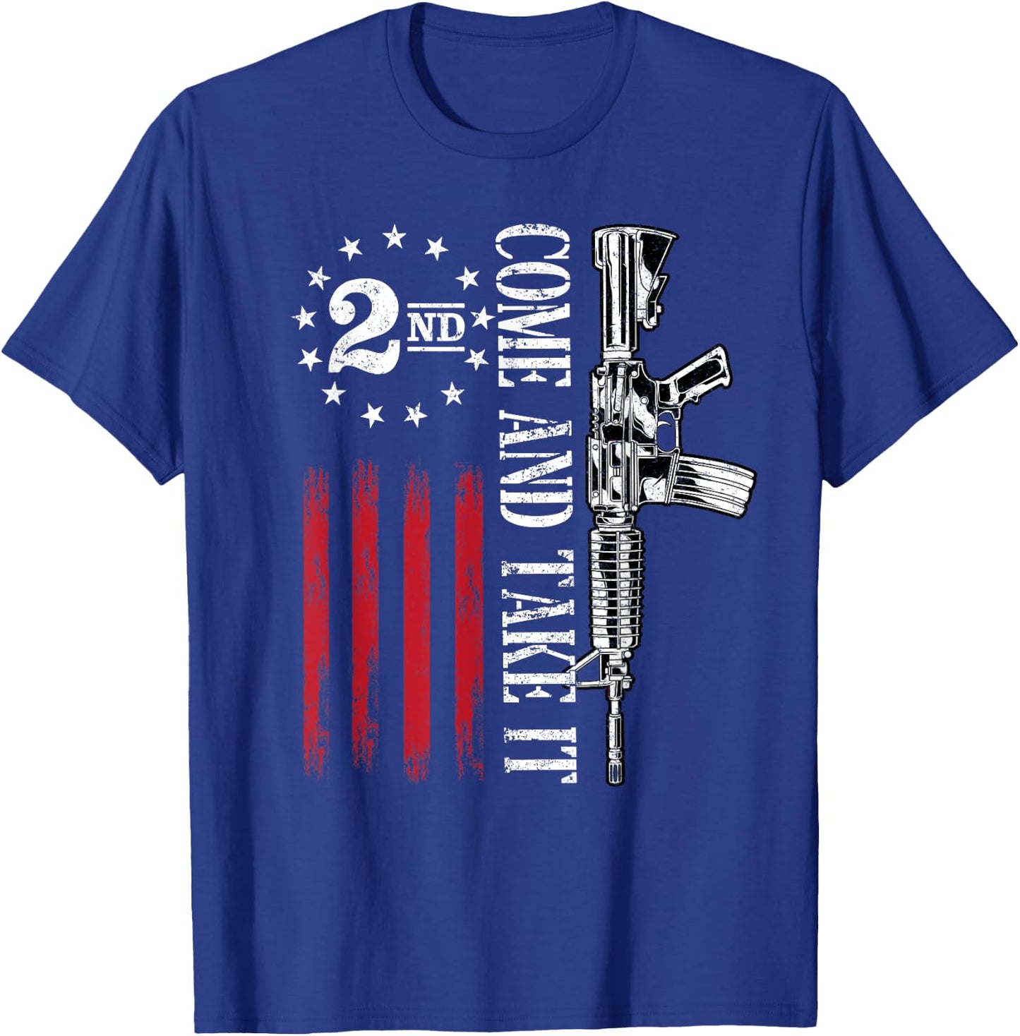 Come and take it 2nd Amendment Flag 2A Libertarian Usa Flag T-Shirt - T-Shirt | Royal