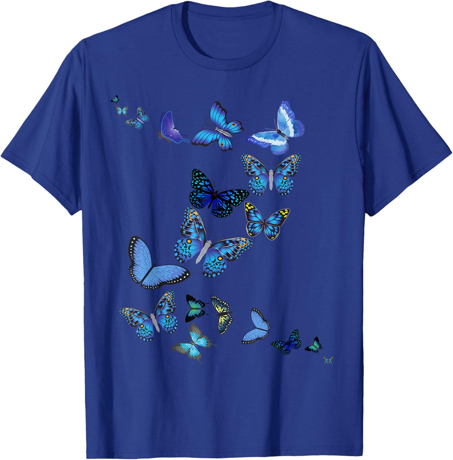 Blue Morpho Butterfly Swarm T-Shirt - T-Shirt | Royal