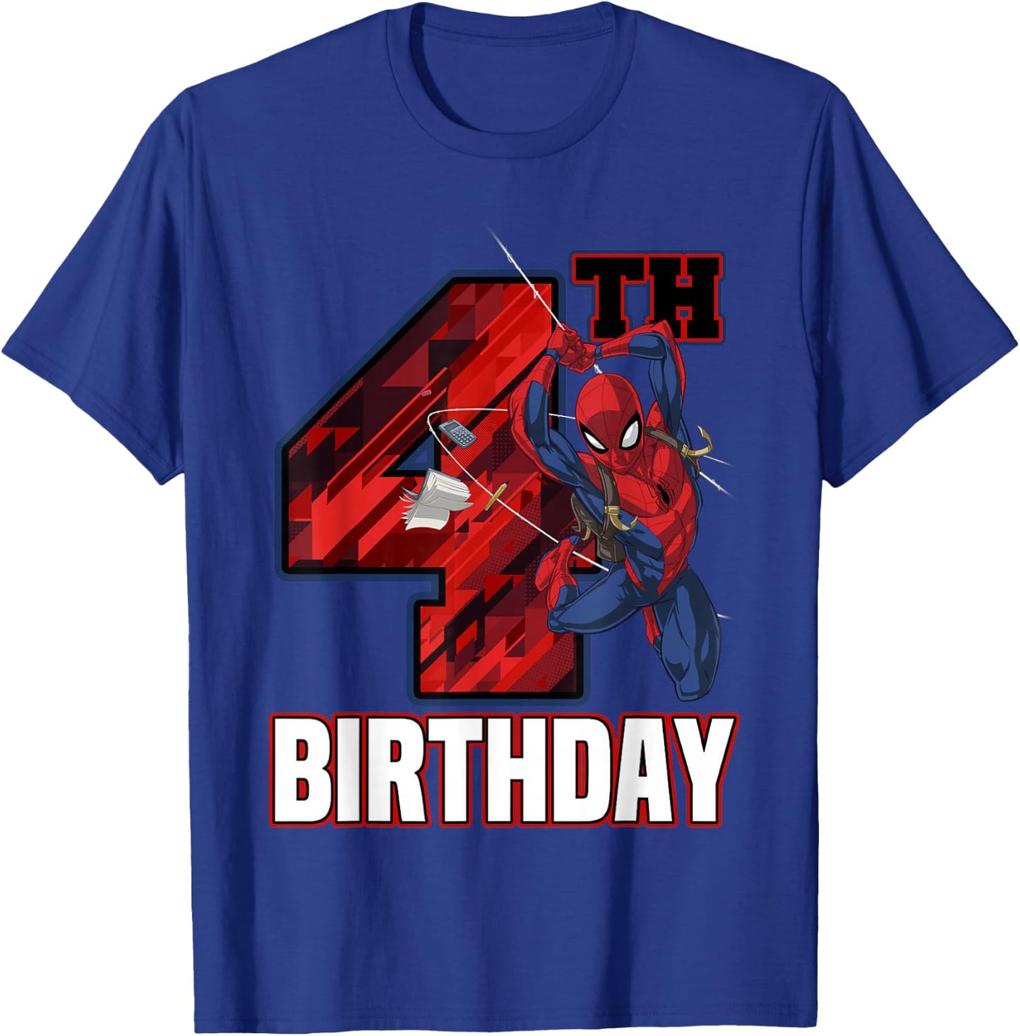 Marvel Spider-Man Web Swing 4th Birthday T-Shirt - T-Shirt | Royal