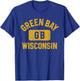 Green Bay Wisconsin GB Gym Style Distressed Amber Print T-Shirt - T-Shirt | Royal