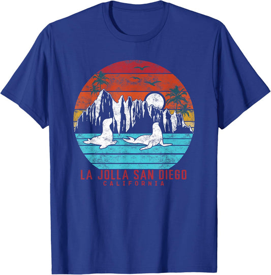 La Jolla San Diego Retro California Beach Summer vacation T-Shirt - T-Shirt | Royal