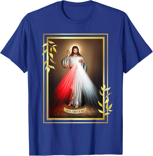 Divine Mercy Jesus Christ "Jesus, I Trust In You" Catholic T-Shirt - T-Shirt | Royal