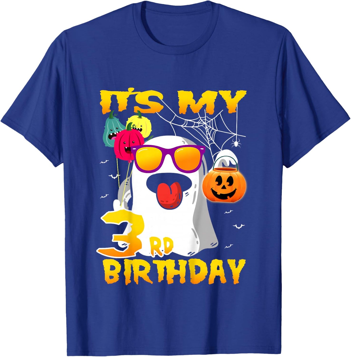 Kids It's My 3rd Birthday Ghost Pumpkin Halloween Party 3 years T-Shirt - T-Shirt | Royal