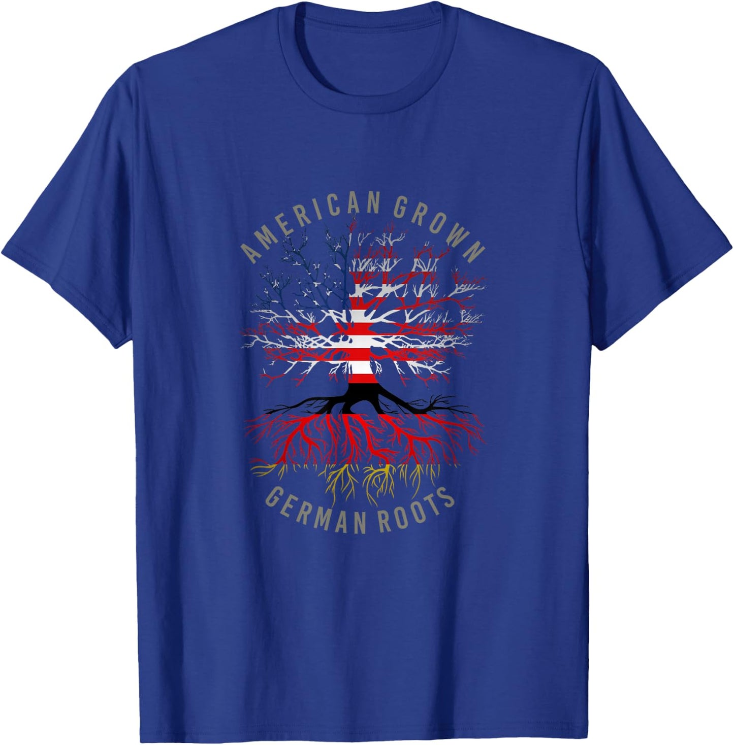 American Grown German Roots USA Germany Flag Heritage Tree T-Shirt - T-Shirt | Royal
