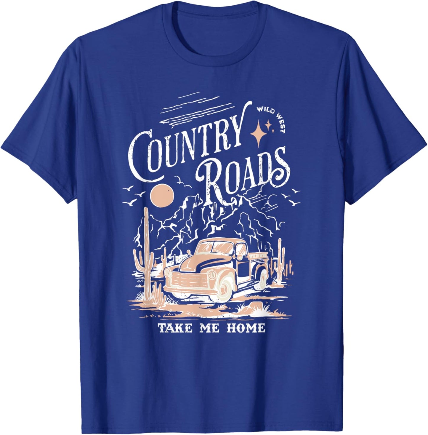 Vintage Retro Music Fans Country Roads Take Me Home T-Shirt - T-Shirt | Royal