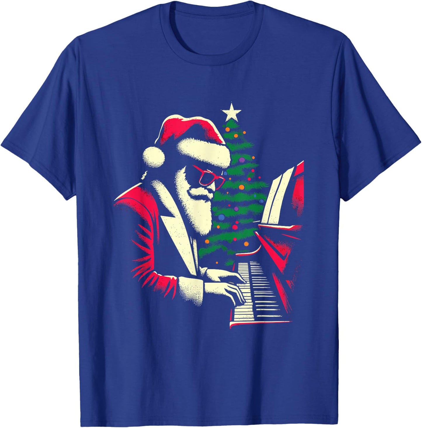 Pianist Santa Claus - Vintage Christmas Piano Lover T-Shirt - T-Shirt | Royal