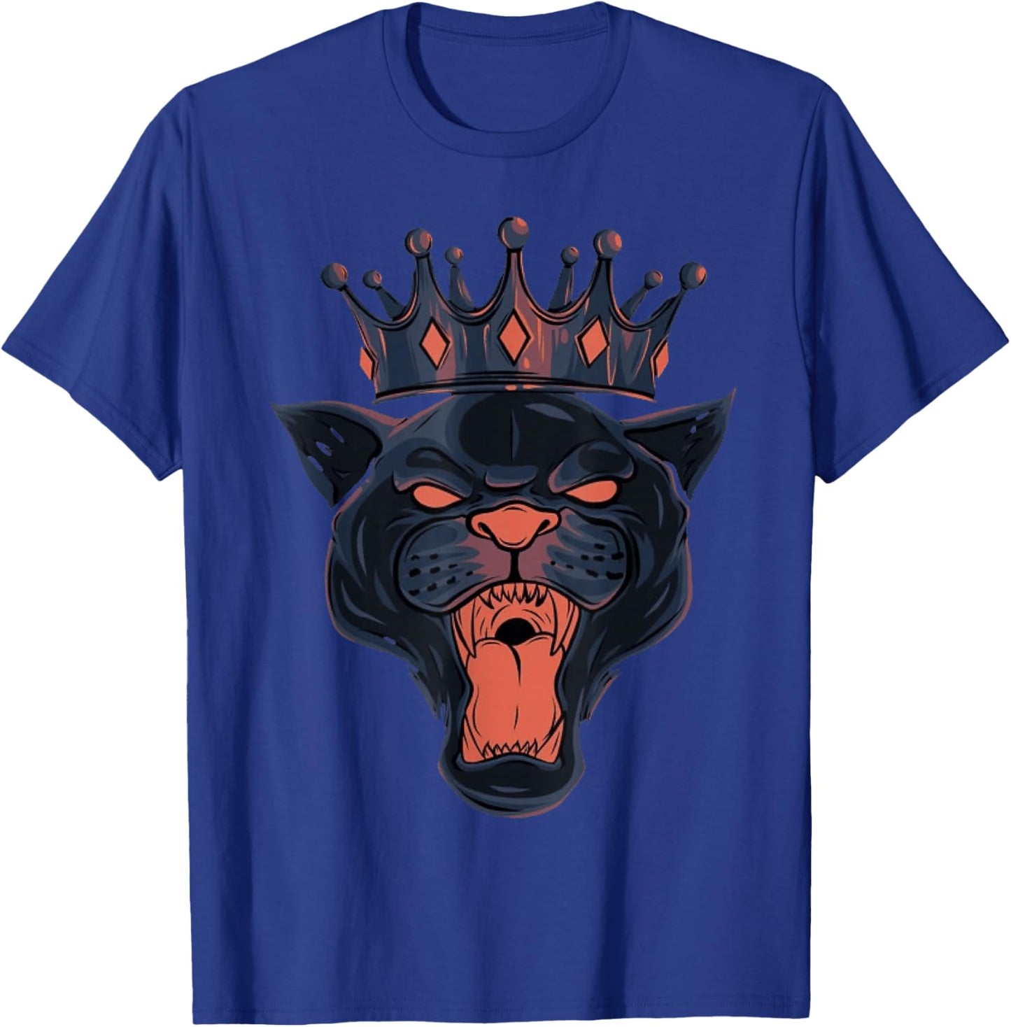 Big Black Head Puma Panther with a Crown T-Shirt - T-Shirt | Royal