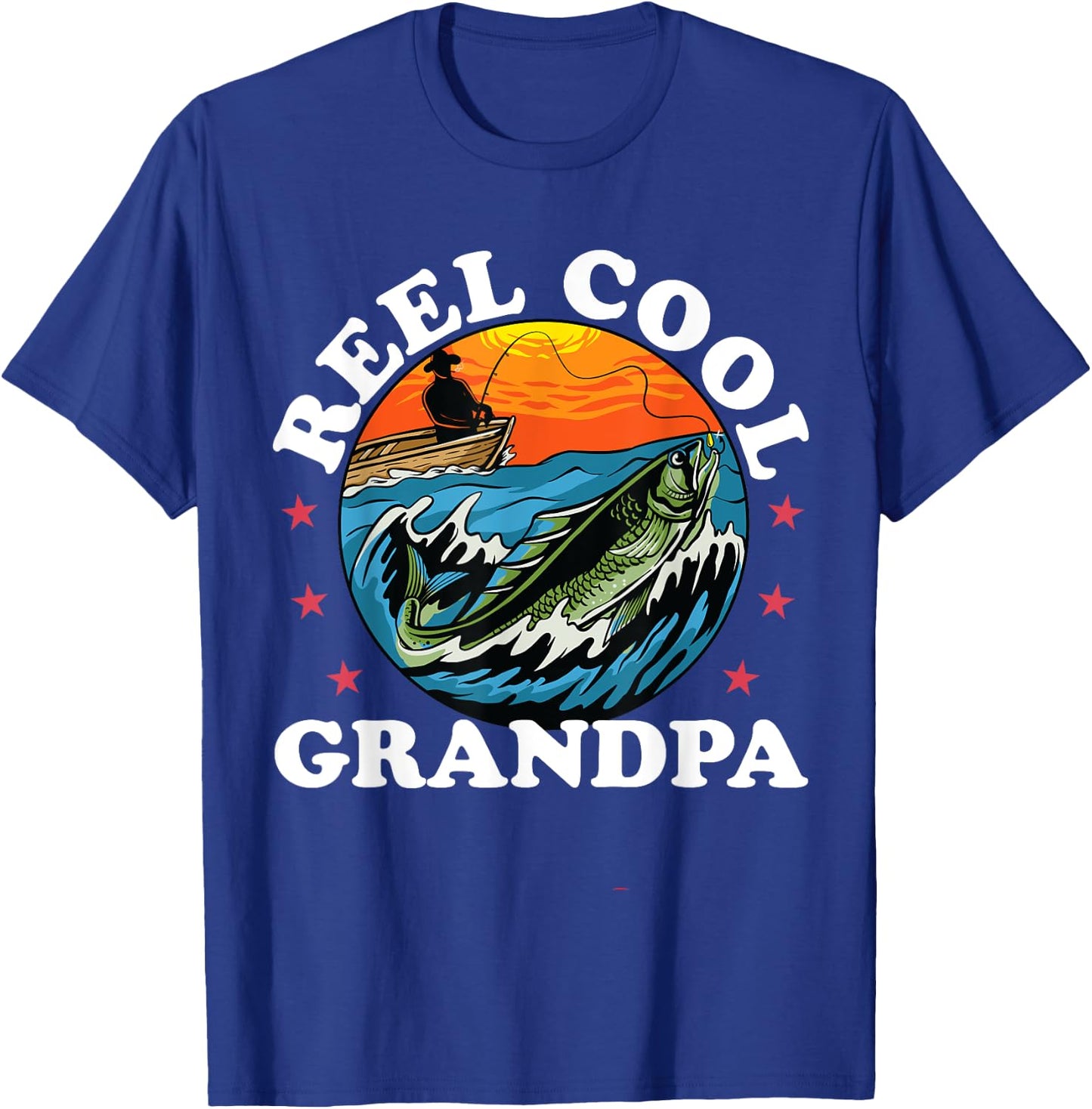 Reel Cool Grandpa Fishing Funny Fishing Fisherman Lover T-Shirt - T-Shirt | Royal