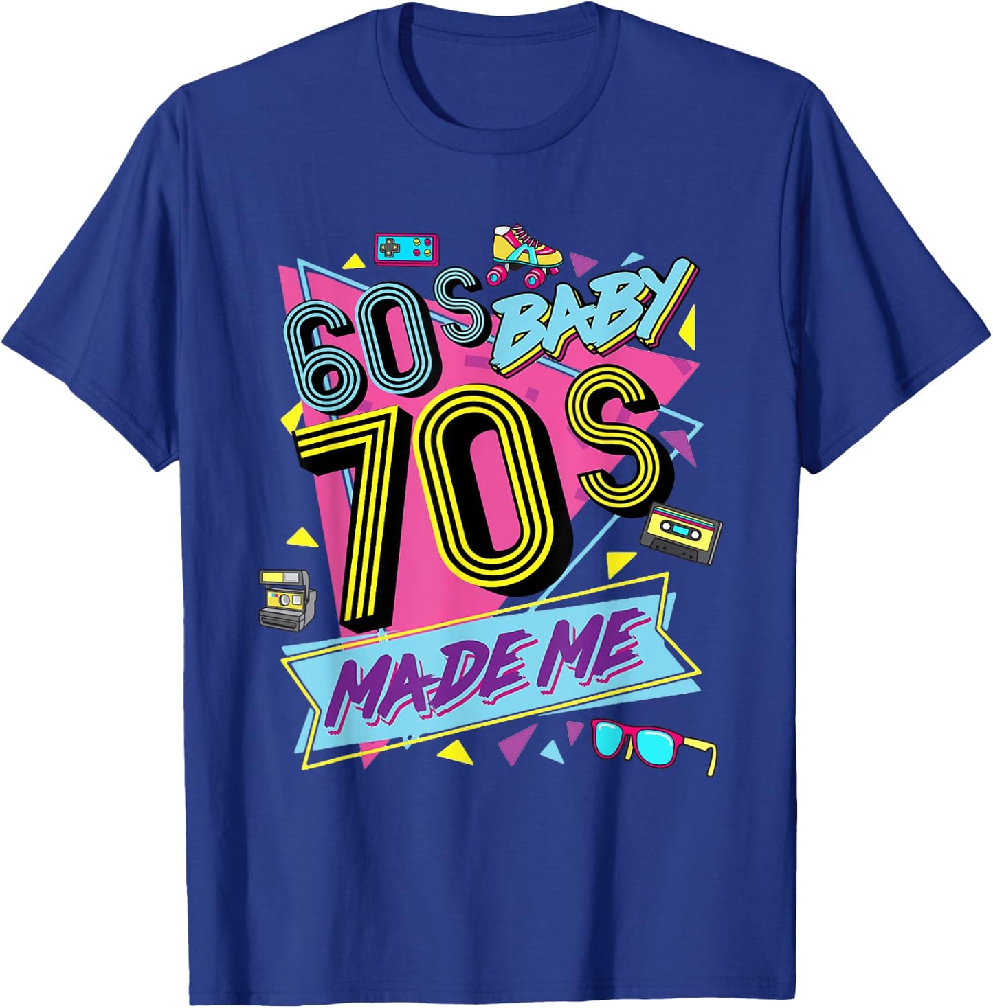 Retro Vintage 60's Baby 70's Made Me Nostalgia Classic T-Shirt - T-Shirt | Royal
