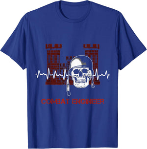 Combat Engineer Heartbeat USA Military Sapper T-Shirt - T-Shirt | Royal