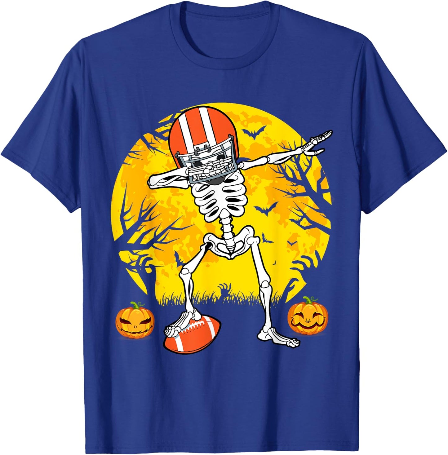 American Football Dabbing Skeleton Halloween Football T-Shirt - T-Shirt | Royal