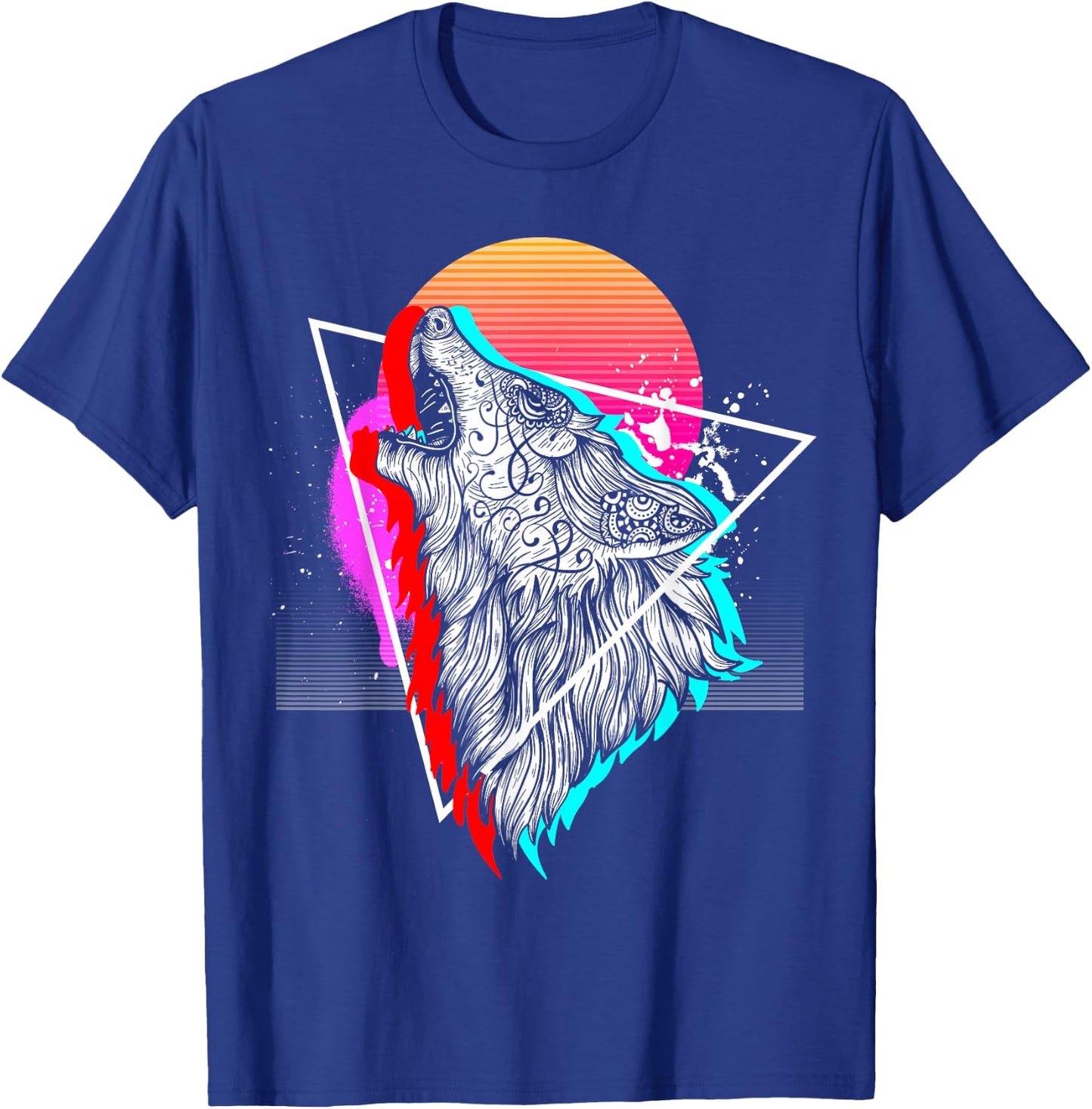 Synthwave Aesthetic Howling Wolf 1990s Retro Vaporwave T-Shirt - T-Shirt | Royal