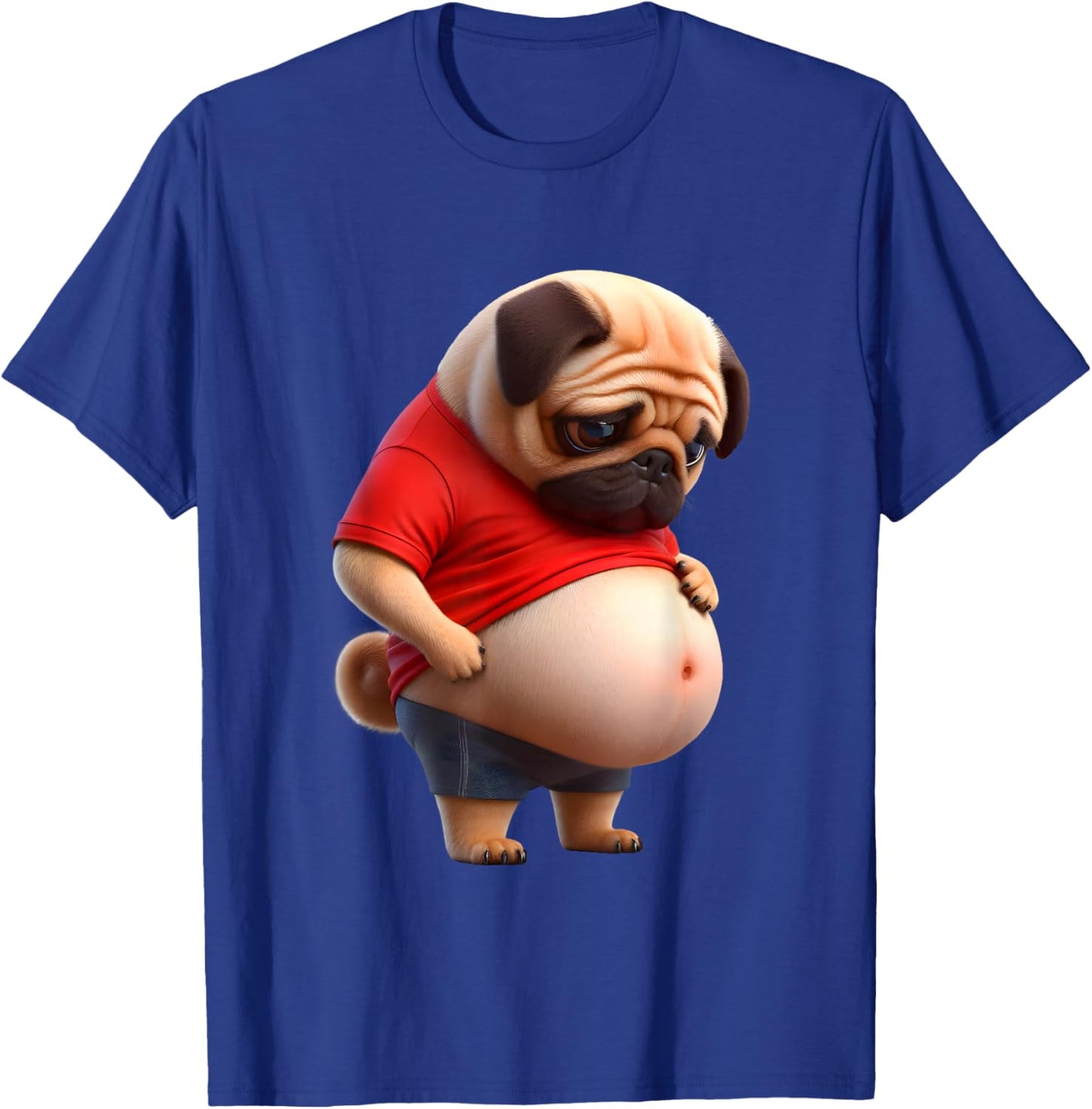 Funny Fat Pug Chonk Dog Chubby Pug Design Canine Dog Lovers T-Shirt - T-Shirt | Royal