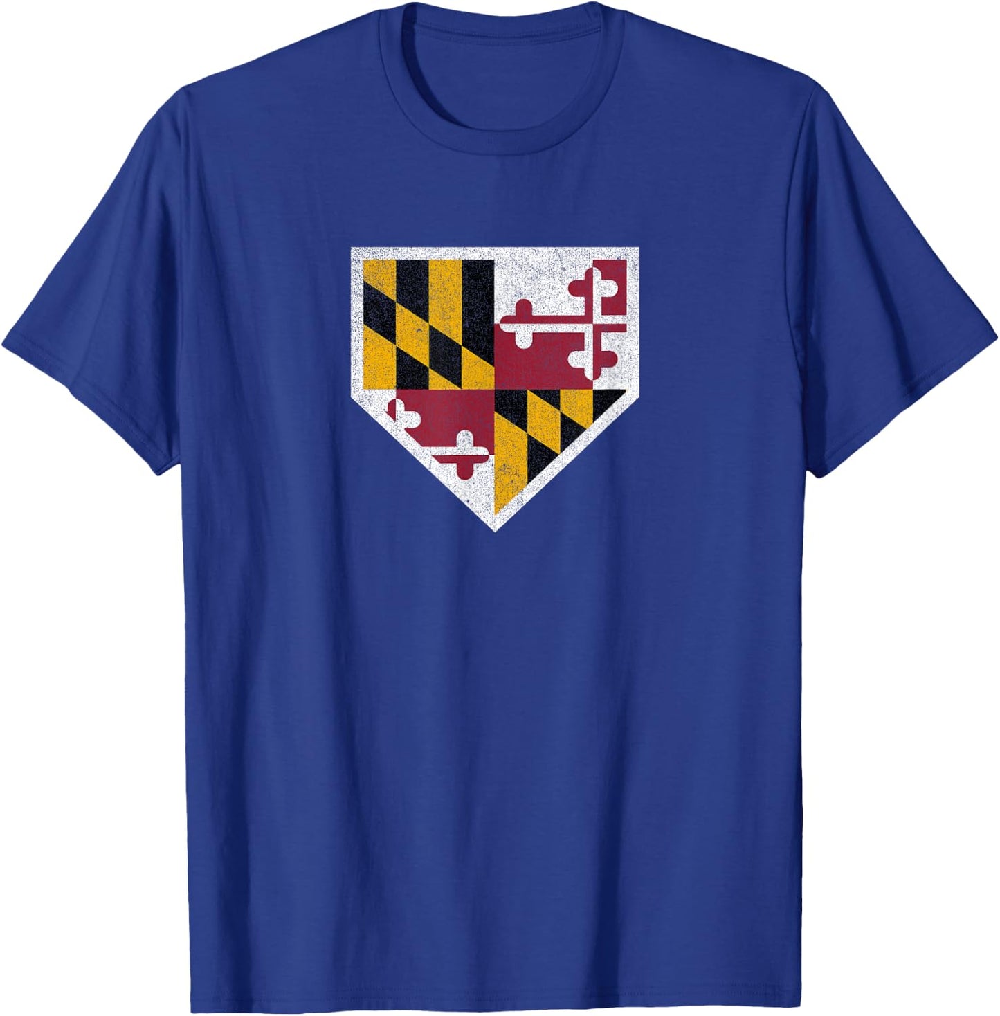 Vintage Baseball Home Plate With Maryland State Flag T-Shirt - T-Shirt | Royal