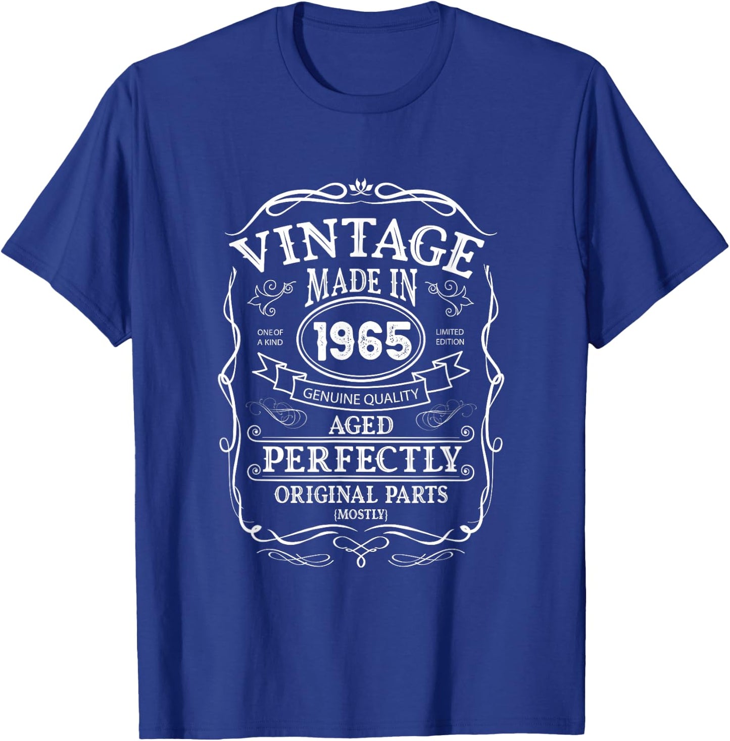 60th Birthday Retro Vintage Design Man Woman 1965 T-Shirt - T-Shirt | Royal