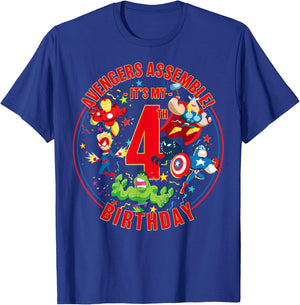 Marvel Avengers Assemble It's My 4th Birthday Small T-Shirt - T-Shirt | Royal