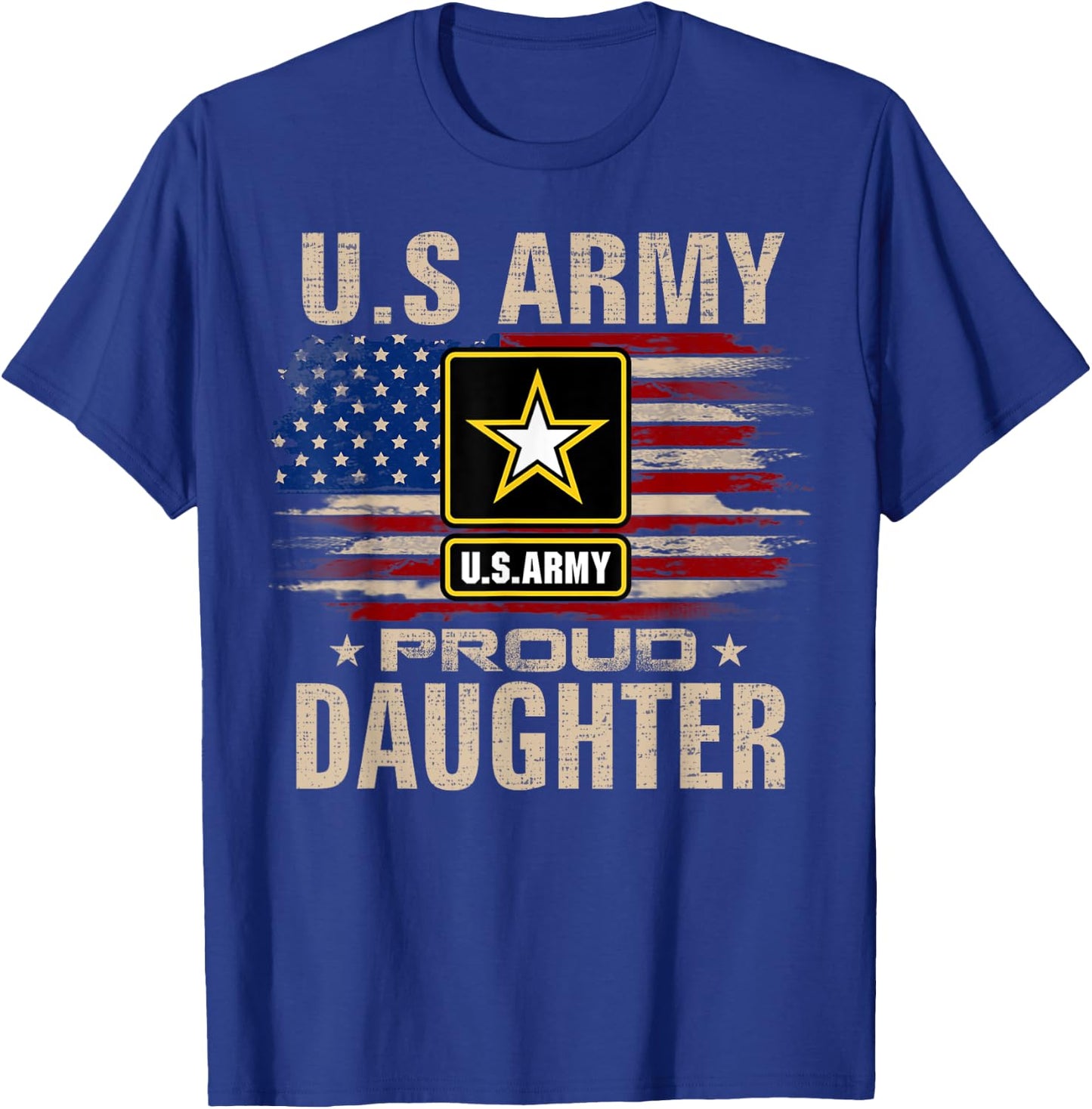 Vintage U.S Army Proud Daughter With American Flag T-Shirt - T-Shirt | Royal