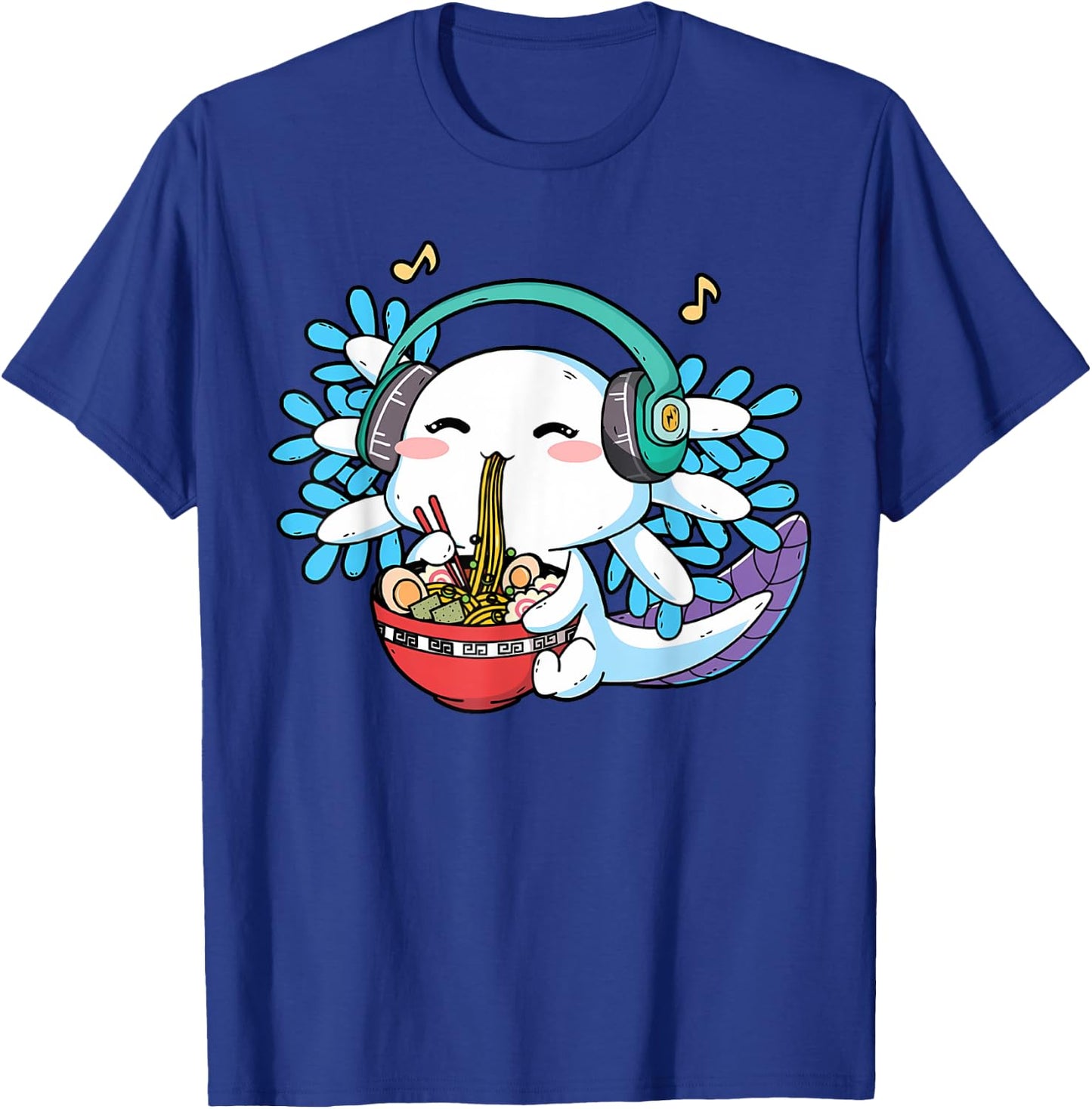 Axolotl Ramen Noodles Headphone Cute Kawaii Axolotl Lover T-Shirt - T-Shirt | Royal