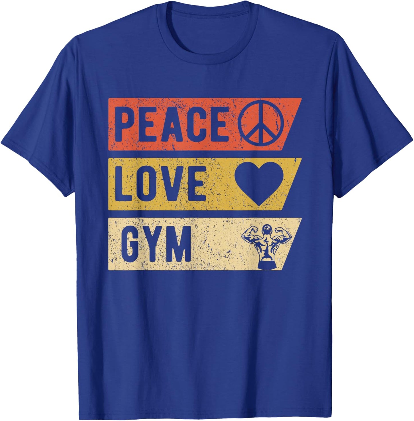 Vintage Peace Love Gym Sports Lover Player Gifts T-Shirt - T-Shirt | Royal