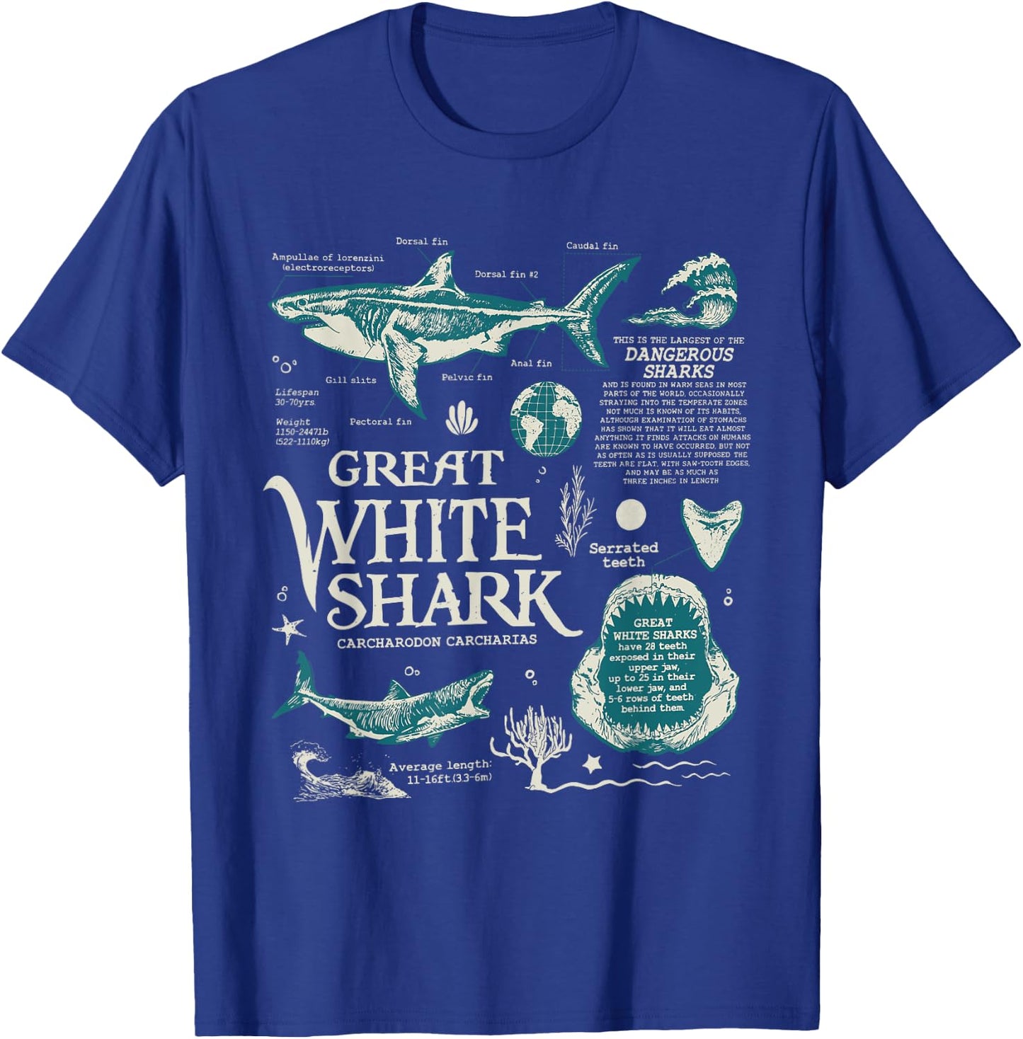 Great White Shark Anatomy , Marine Biologist T-Shirt - T-Shirt | Royal