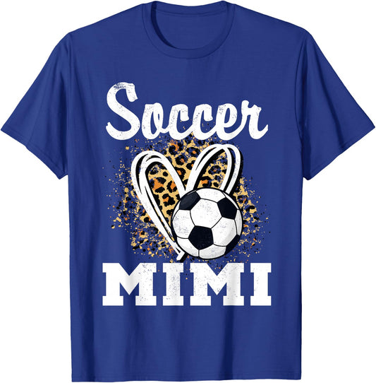 Soccer Mimi Leopard Heart Grandma Matching Family T-Shirt - T-Shirt | Royal