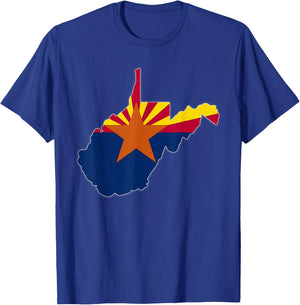 WEST VIRGINIA STATE MAP ARIZONA AZ Flag Roots Men Women Gift T-Shirt - T-Shirt | Royal