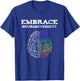Embrace Neurodiversity Autism ADHD ASD Rainbow Brain T-Shirt - T-Shirt | Royal