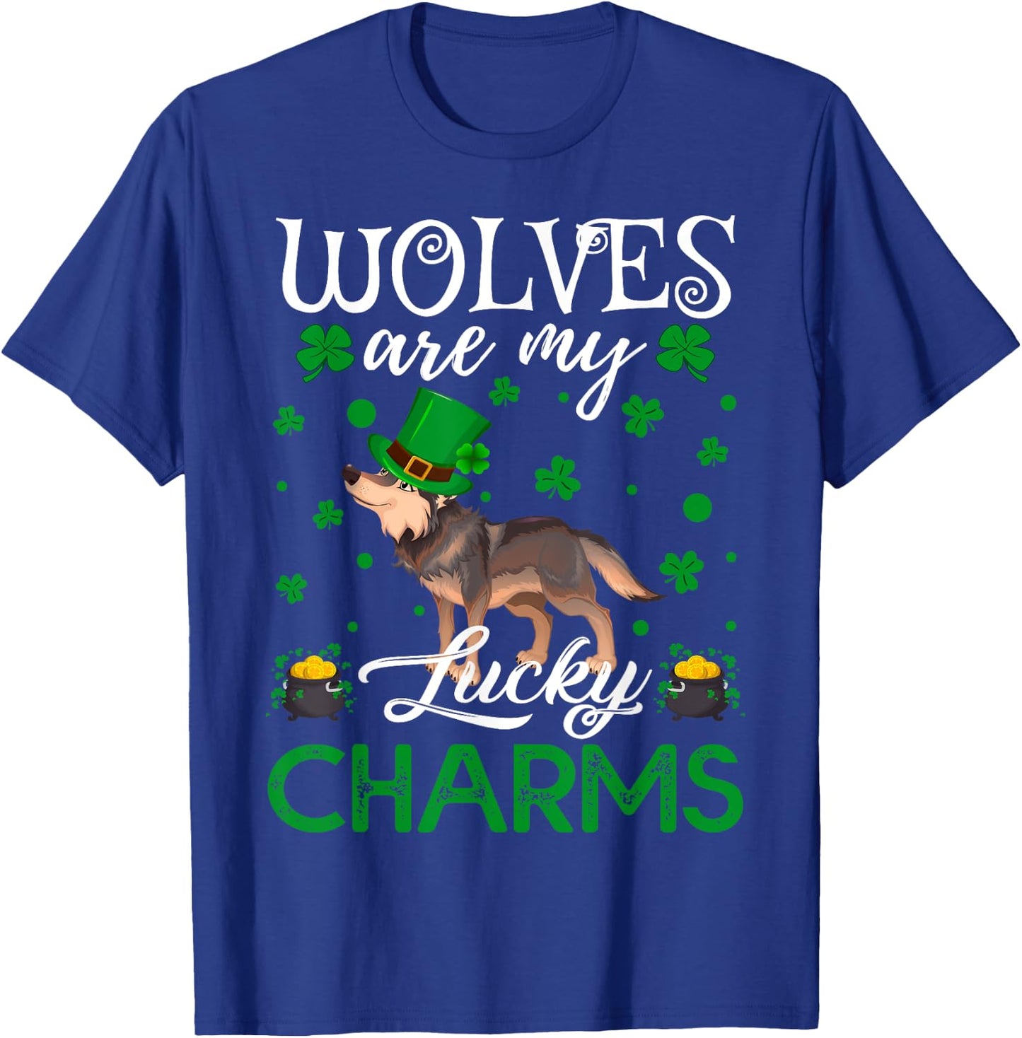 Wolves Are My Lucky Charms Wolf St. Patrick's Day T-Shirt - T-Shirt | Royal