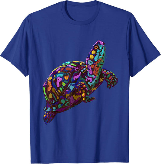 Colorful Splash Eastern Box Turtle T-Shirt - T-Shirt | Royal