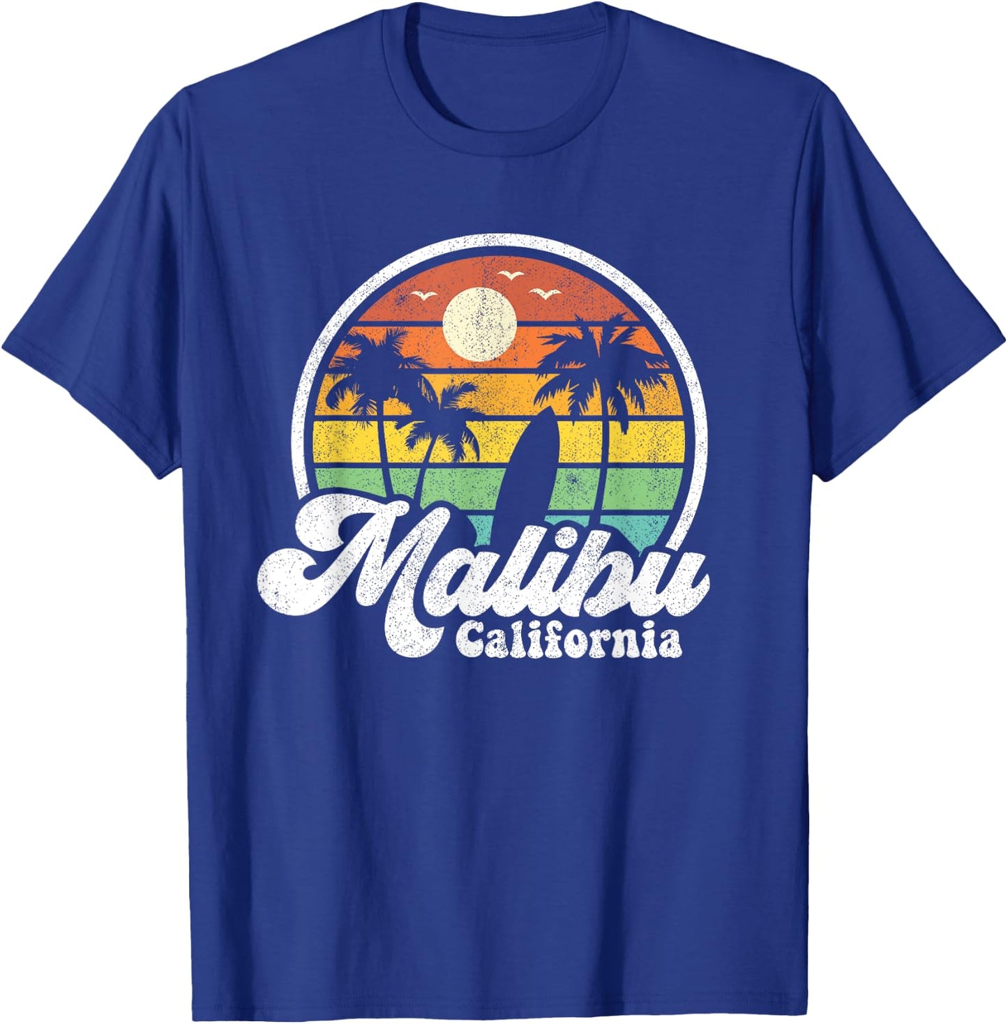 Vintage Malibu Beach California CA Surfing Retro Surf Gift Men Women T-Shirt - T-Shirt | Royal