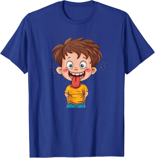 Awesome Cheeky Boy with Tongue Out Look Costume T-Shirt - T-Shirt | Royal