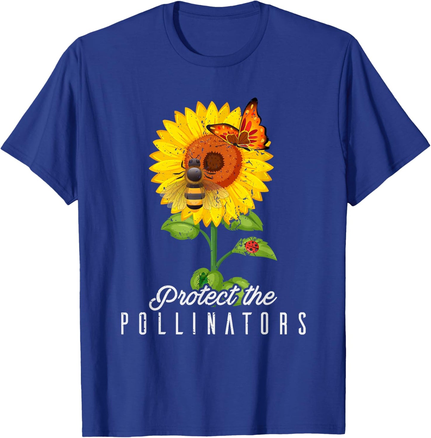 Cool Protect Pollinators Save the bees Sunflower T- shirt T-Shirt - T-Shirt | Royal