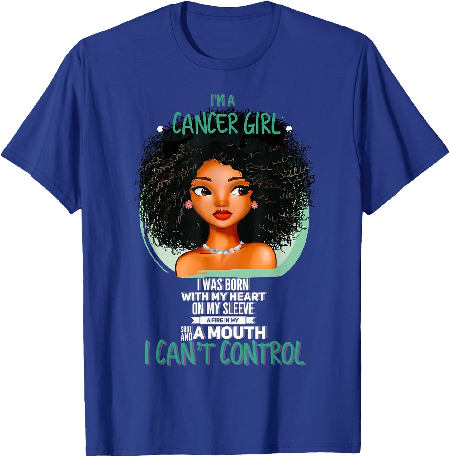 Cancer Zodiac Sign Shirts for Afro American Girls and Women T-Shirt - T-Shirt | Royal