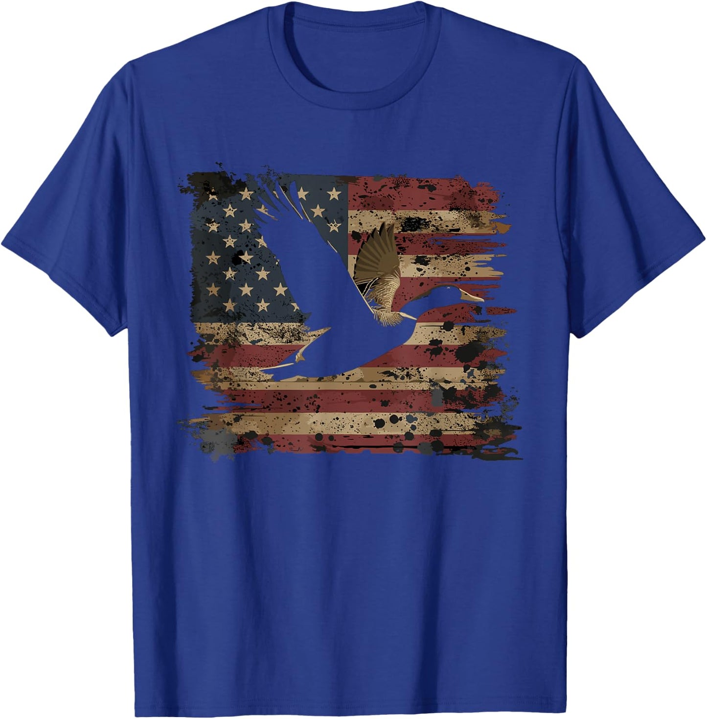 Duck Hunting 4th Of July USA American Flag T-Shirt - T-Shirt | Royal