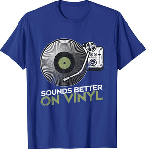 Sounds Better On Vinyl Retro Vinyl Record Player Turntable T-Shirt - T-Shirt | Royal